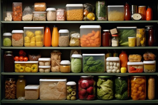 grocery items sorted into categories for easy storage