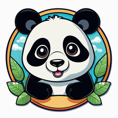 cute panda is in the cute frame character white background cartoon style