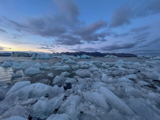 landscape with ice and mountains