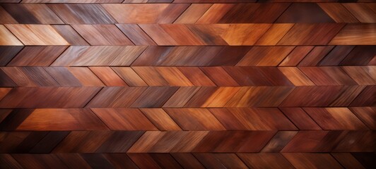 Parquet with different colors of Mahogany tree. Mahogany herringbone parquet background texture. Wooden texture background. Ai generated