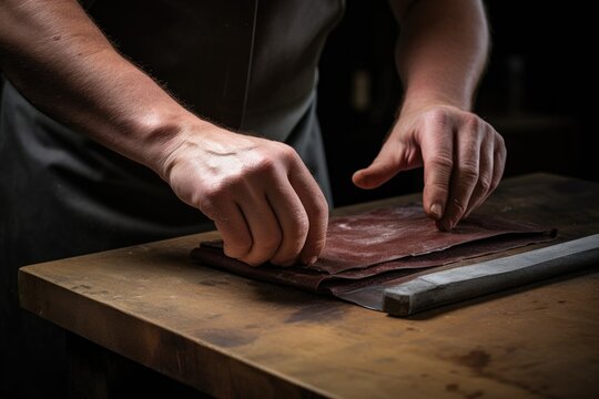 sharpening a knife using a leather strop