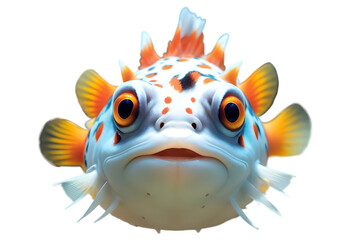 Cute puffer fish portrait isolated on clean background png
