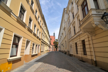 View of the streets of the old town in Bydgoszcz, Poland