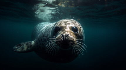 Seal swimming underwater.generative ai