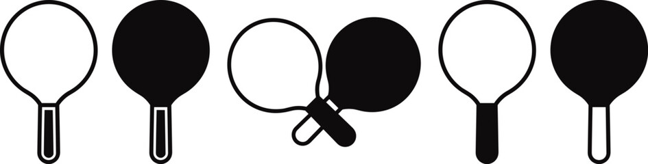 Table tennis racket set black outline vector simple