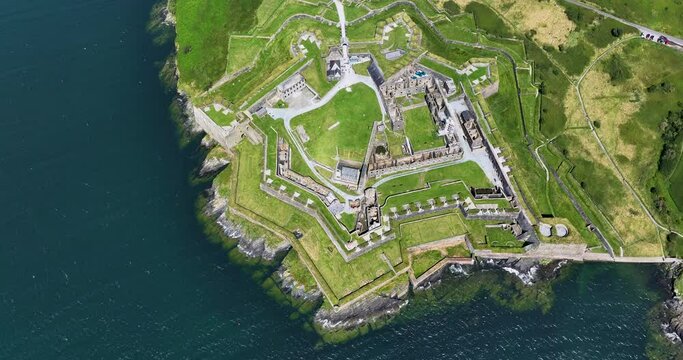 Old Charles Fort next to Bandon riverbanks in Kinsale, Ireland 4k