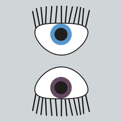 Eyes with lashes banner illustration, vector