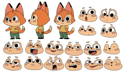 Fototapeta premium set of cartoon animal emotions
