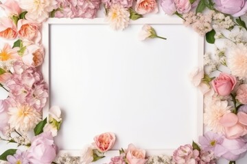 A frame decorated with flowers blank space for text, AI