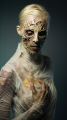 Halloween. Portrait of a zombie woman. day of the dead, undead.