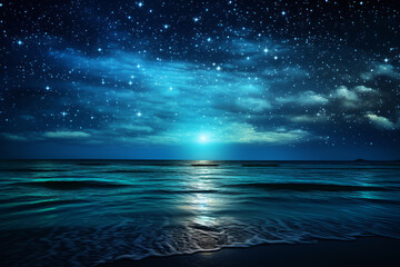 Fototapeta na wymiar Moonlight reflection on the ocean, sparkling waves