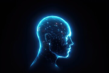 AI concept image showcases a digital hologram of the human