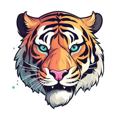 Fototapeta premium Tiger head isolated on transparent background