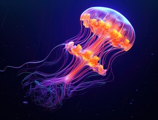 Fototapeta premium Jellyfish inthe sea. Natural blue background