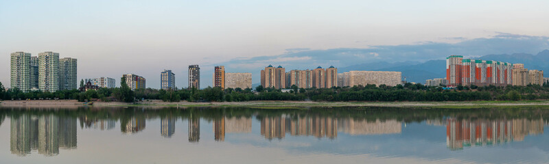 City skyline reflection. Almaty, Kazakhstan