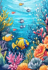 Fototapeta na wymiar Beautiful reef oasis illustration
