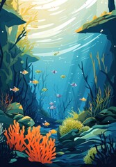 Obraz na płótnie Canvas Beautiful reef oasis illustration
