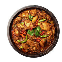 Chicken Curry or Karahi Tasty Asian Food on white background.