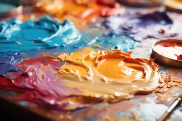 Obraz na płótnie Canvas Close-up of vibrant watercolor paints - stock photography