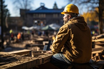 Construction worker on a construction site - stock photography