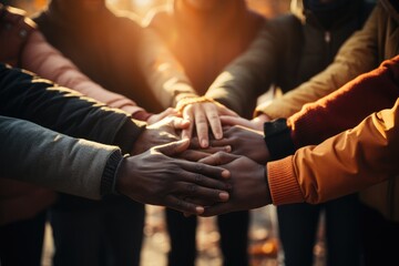 People joining hands in unity - stock photography