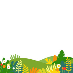 Vector  in flat linear style - spring  - landscape  with greeting card design template with copy space - 633526554