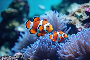 Fototapeta na wymiar clown fish in an aquarium Generative AI