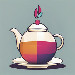 Tea illustration, minimalist, vibrant colors