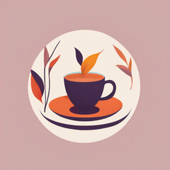 Tea illustration, minimalist, vibrant colors