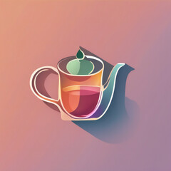 Tea illustration, minimalist, vibrant colors