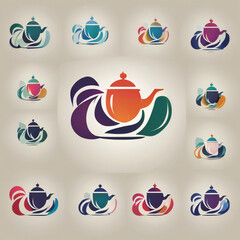 Tea illustration, minimalist, vibrant colors