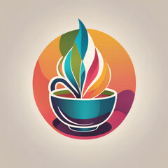 Tea illustration, minimalist, vibrant colors