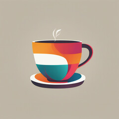 Tea illustration, minimalist, vibrant colors