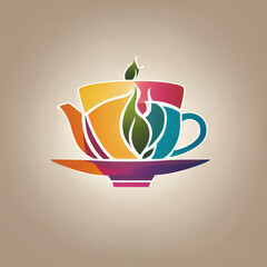 Tea illustration, minimalist, vibrant colors