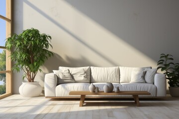 Interior of a minimalist and contemporary living room - stock photography