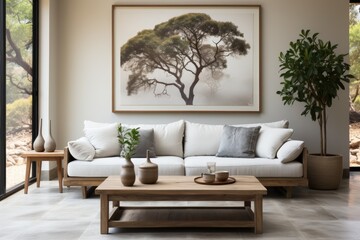 Interior of a minimalist and contemporary living room - stock photography