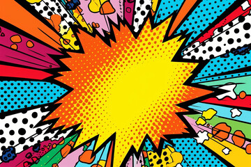 Naklejka premium A vibrant and dynamic pop art poster featuring a comic explosion - Colorful 2D Comic Art