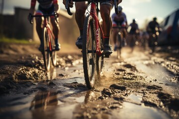 Fototapeta premium Cyclists racing on a track - stock photography