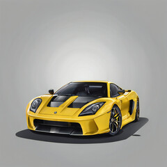 Yellow car illustration, detailed, vibrant