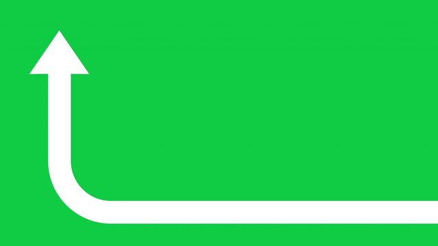 Long arrow moving straight, then turning upwards