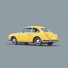 Yellow car illustration, pastel colors