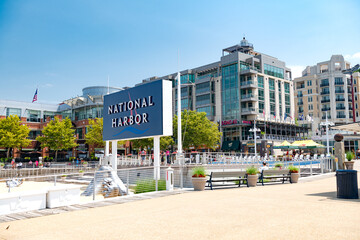 National Harbor, Waterfront on the Potomac River in Maryland - place for walks and recreation for citizens.