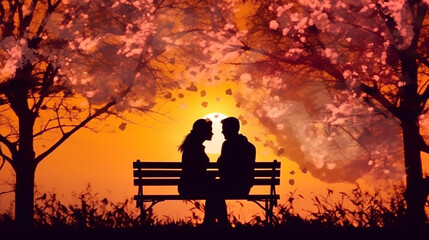 Obraz premium couple dating in love nature romance in the flower background
