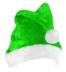 Santa Claus hat or Christmas elf green cap isolated on transparent background