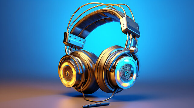 Headphones stereo equipment single object technology background