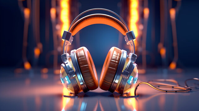 Headphones stereo equipment single object technology background