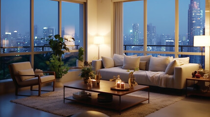 Modern home interior with elegant design and comfort background