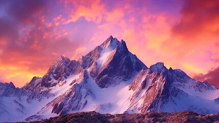 Fototapeta na wymiar Nature mountain displays radiant at sunset background