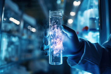 Test tube with egg donation from Liquid Nitrogen cryostorage in lab