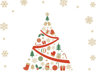 アイコンのツリーと雪の結晶の背景素材